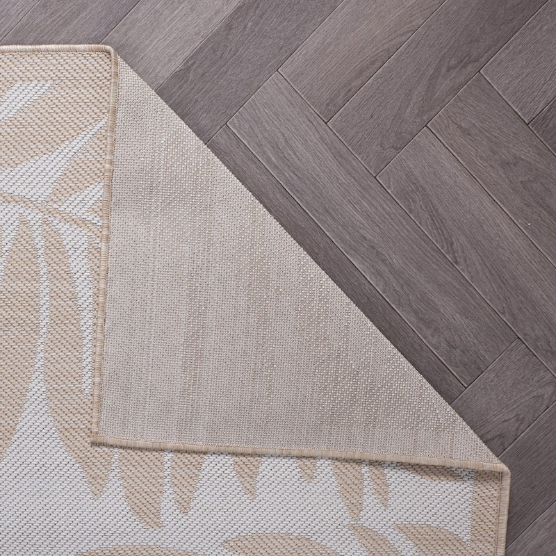 World Rug Gallery Floral Leaves Textured Flat Weave Indoor/Outdoor Area Rug