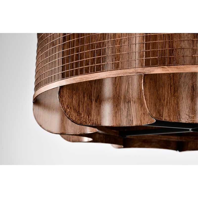 Moritz 21 Inch Imitation Wood Grain Farm House Style Fandelier - N/A