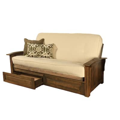Somette Washington Full-size Futon Frame Includes Storage Drawers and Mattress