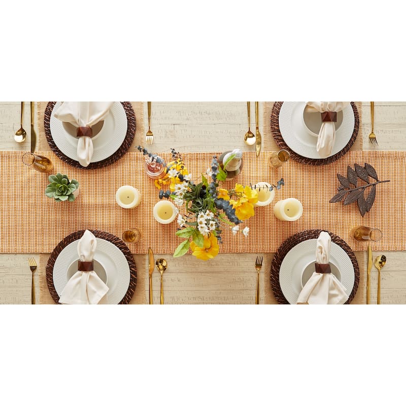 DII Pumpkin Spice Farmhouse Gingham Table Runner