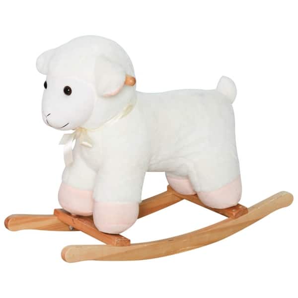 slide 2 of 8, Rocking horse rocker with a fun pink sheep For Baby -White - 25.5" L x 11.75" W x 19.25" H Sheep