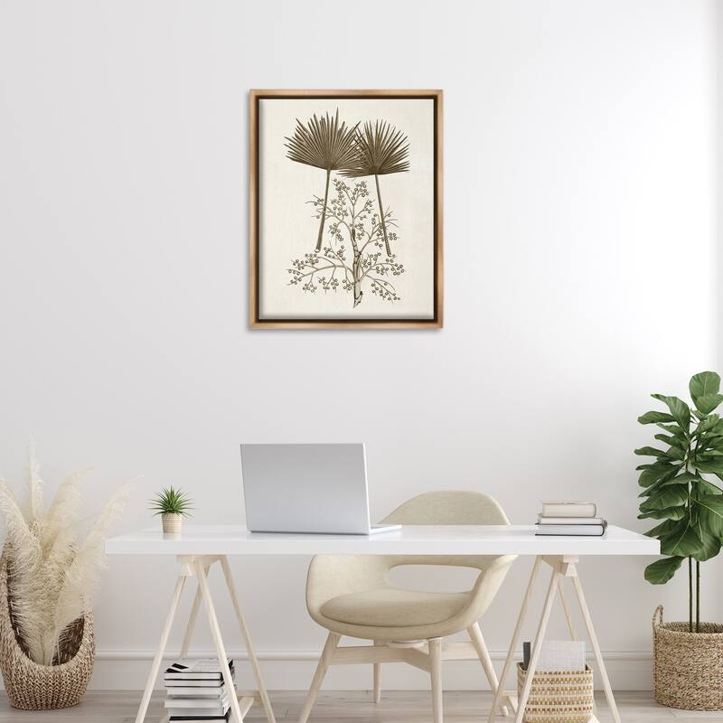 Stupell Palm Leaf & Olive Branches Framed Floater Canvas Wall Art Design By Phillipa Katz