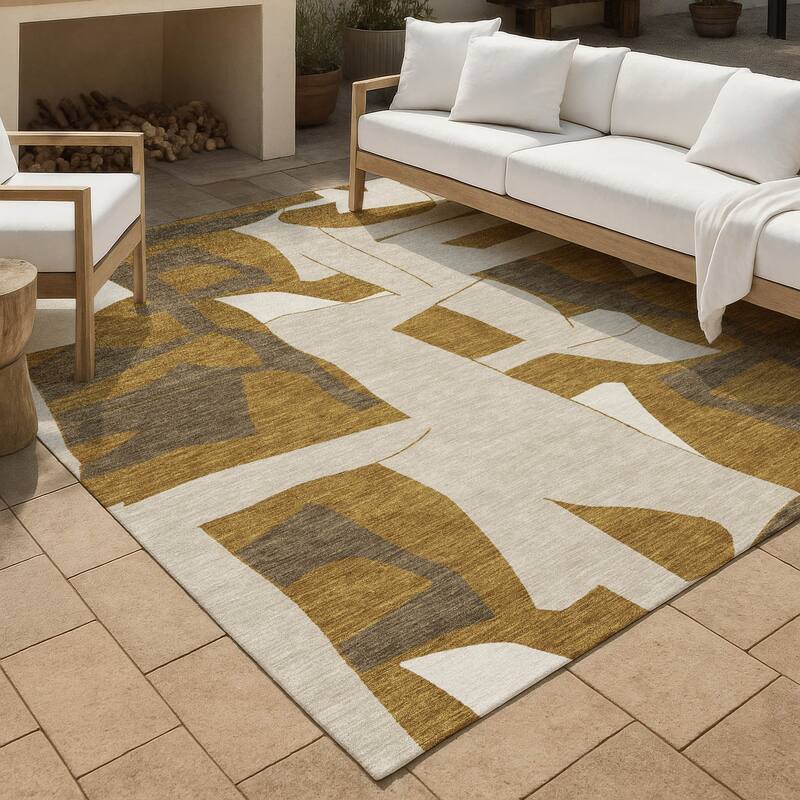 Machine Washable Indoor/ Outdoor Modern Crestone Chantille Rug - Walnut - 9' x 12'