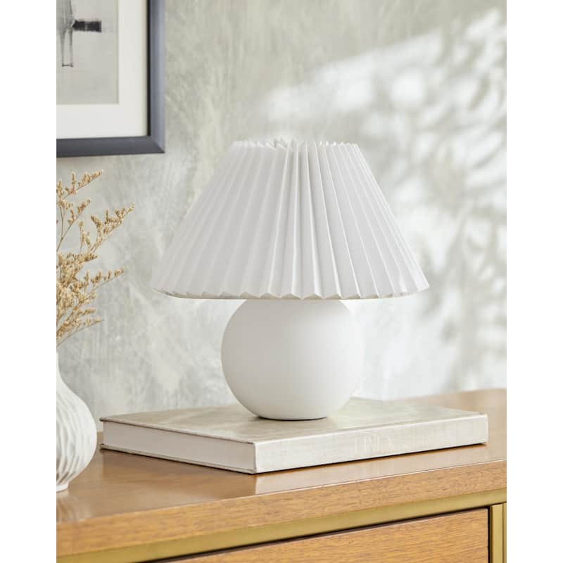 Livabliss Bajo Traditional Accent Table Lamp - White/Ruffle