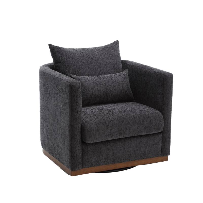 GDFStudio - Harper Chenille Swivel Barrel Chair with Sturdy Metal Base and Ergonomic Design