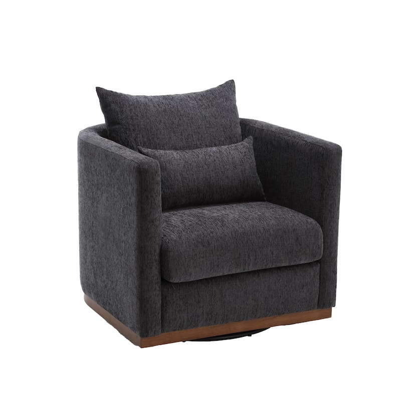 Modern 31.5" Chenille Upholstered 360° Swivel Accent Chair with Sturdy Hardwood Frame for Living Room
