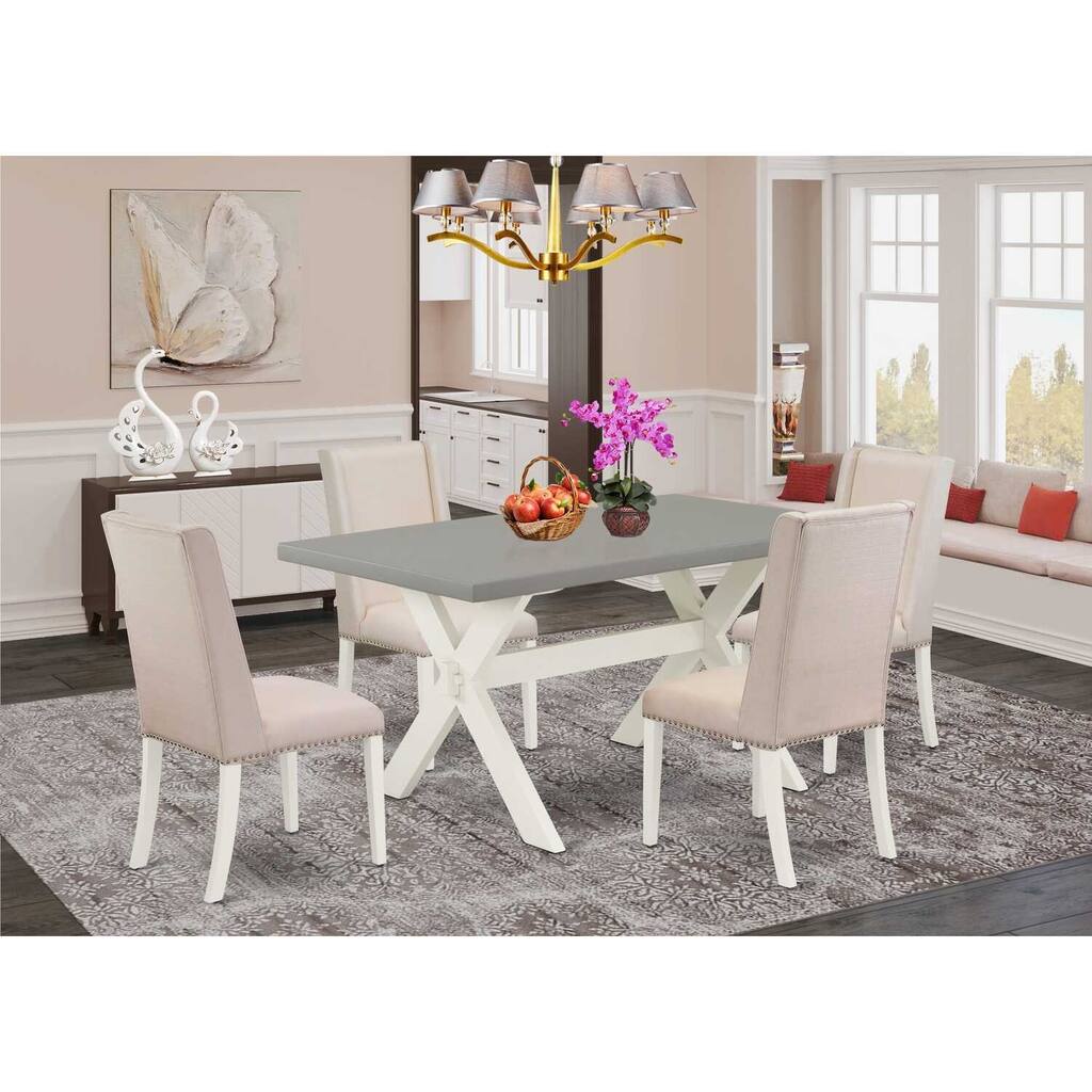 HomeStock 5-Piece Rectangle Natural Oak Finish Solid Wood Top Dining table with 4 Chairs