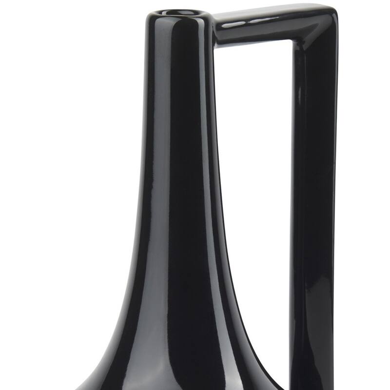 12" Black Ceramic Jug Vase - 7.87
