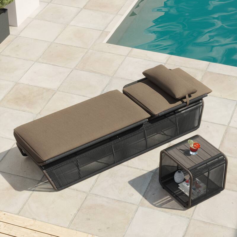 Corvus Corral 2-piece Adjustable Outdoor Wicker Chaise Lounge Set with Sunbrella Cushion