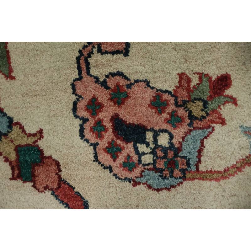 Hand Knotted Oriental 100% Wool Carpet Traditional Floral Beige & Ivories Agra Area Rug - 12' 0'' X 9' 0''