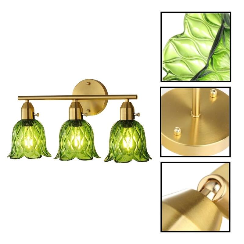 3 Pack green lighting tulip green light fixtures glass wall sconces