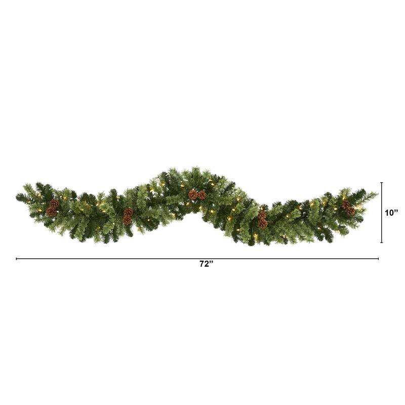 6' Christmas Garland with 50 LED Lights and Pine Cones Bed Bath & Beyond 31842609
