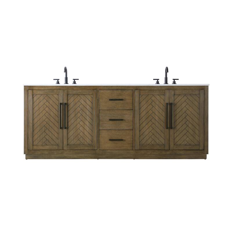 Elegant Lighting VF29084D Chase 84" Free Standing Double Basin Vanity - Hazel Oak