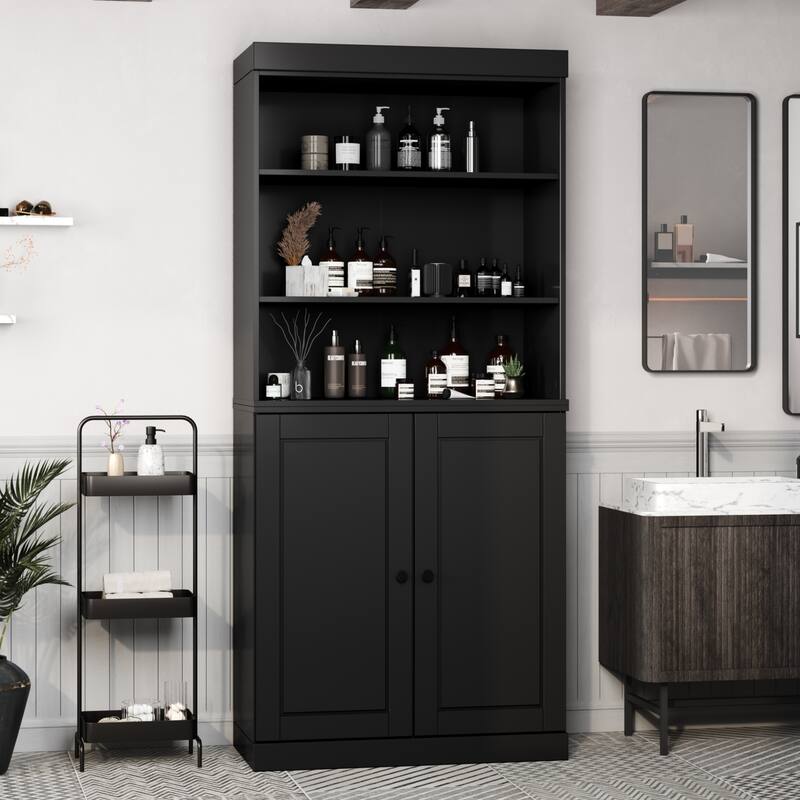 100% Solid Wood 32" Bathroom Cabinet with Optional Doors, 2-Drawers by Palace Imports