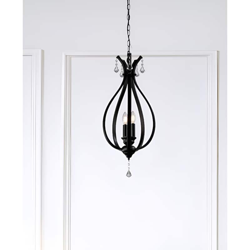 Mini 3-Light Geometric Teardrop Pendant with Crystals Tulipe Lantern Style