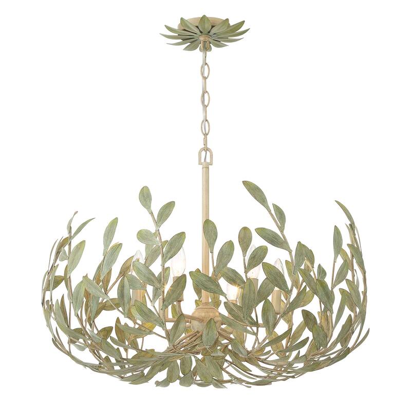 Crystorama Lighting Group 533 Broche 6 Light 27" Wide Taper Candle - Champagne Green Tea