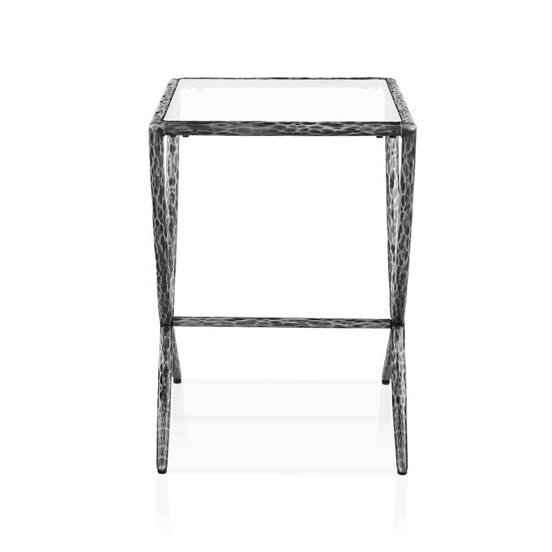 247 Shop At Home Lalia Modern 3-Piece Upholstered Hammered Metal Camelback Bedroom Set with 2 Nightstands