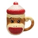 Bandwagon Cute Sock Monkey Mug with Lid - Hand Painted Cup for Coffee ...