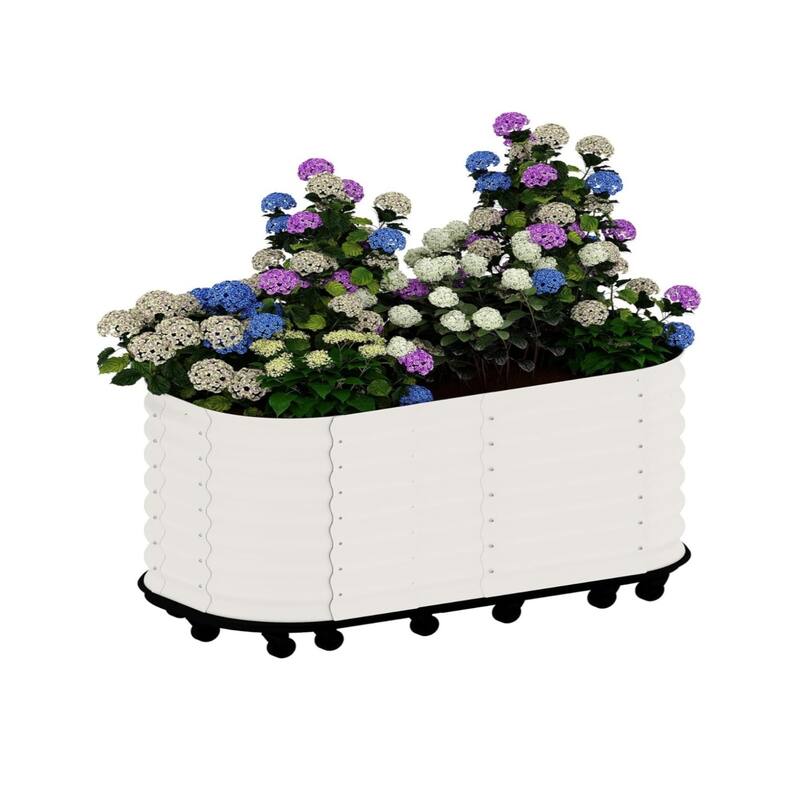 59x24x28inin Galvanized Raised Garden Bed with Wheels and Water Reservoir Portable Rolling Elevated Raised Garden Bed Gray - Off-White