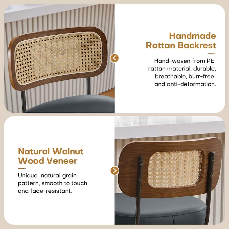 Adjustable Height Swivel Bar Stools with Back and Footrest - 17.7"W x 15.75"D x 35"-42.9"H