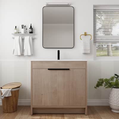 36-Inch Freestanding Vanity Set with White Ceramic Sink
