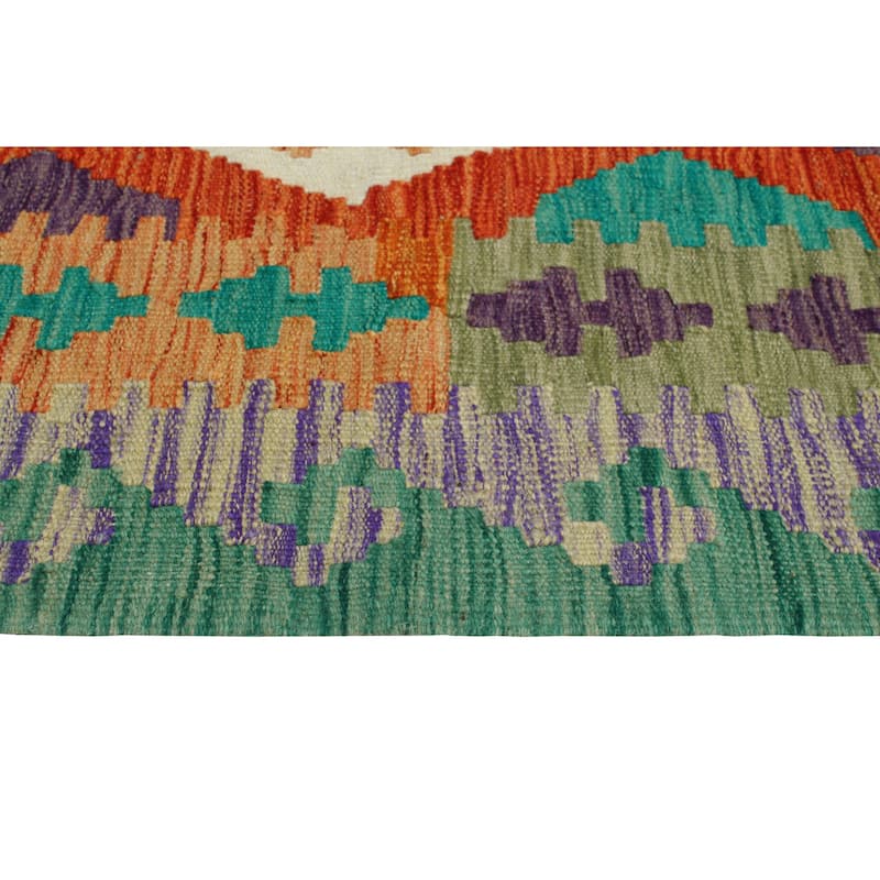 Flatweave Walton Red/Green Runner - 2'10" x 9'3"