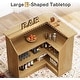 preview thumbnail 8 of 26, Black 4-Tier Bar Cabinet, L-Shaped Wood Home Bar Table