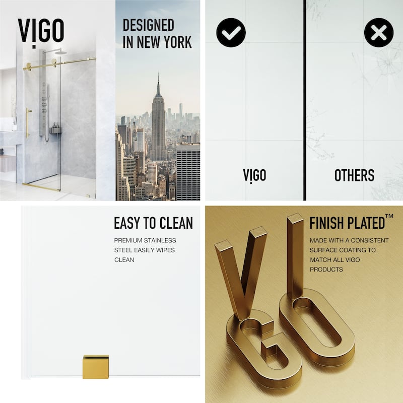 VIGO Elan Hart Frameless Sliding Shower Door