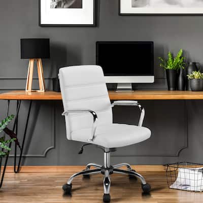 Yaheetech Adjustable Mid-Back Faux Leather Swivel Office Chair