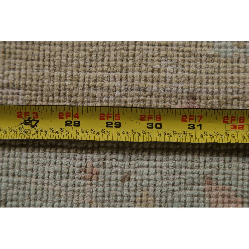 Hand Knotted Oriental 100% Wool Carpet Traditional Geometric Beige & Ivories Art Deco Area Rug - 4' 11'' X 4' 0''