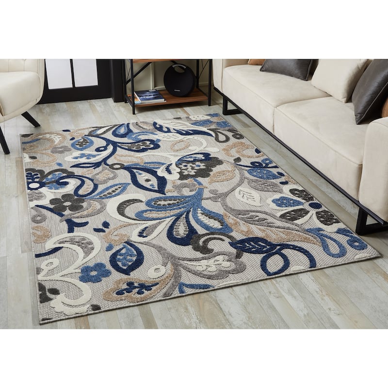 Domani Napa Floral Textured Indoor/ Outdoor Rug