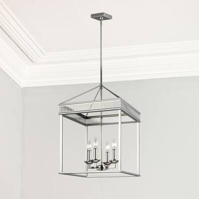 Giuseppe Lighting Four Light Lantern Woodruff Polished Nickel - exact size