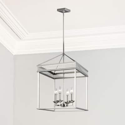Giuseppe Lighting Four Light Lantern Woodruff Polished Nickel - exact size