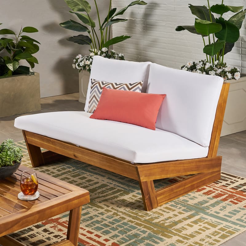 Sherwood Outdoor Acacia Wood Loveseat by Christopher Knight Home