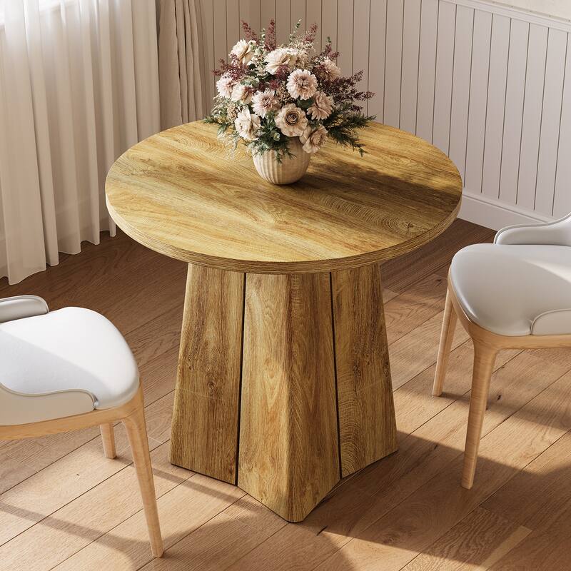 31.5" Round Dining Table for 2 People, Dining Room Table for Living Room, Circle Kitchen Table with Pedestal Base