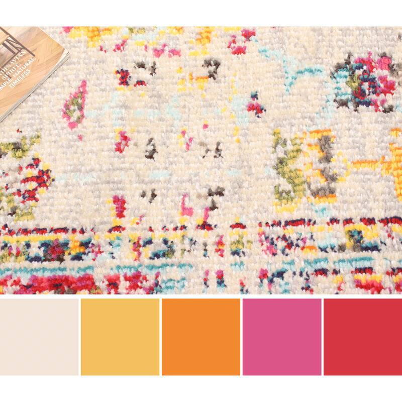 ECARPETGALLERY Machine Made Jasmine Ivory Area Rug