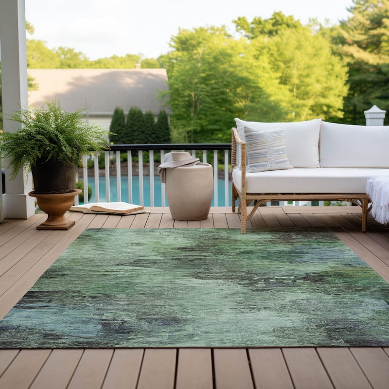 Machine Washable Indoor/ Outdoor Chantille Abstract Watercolor Rug
