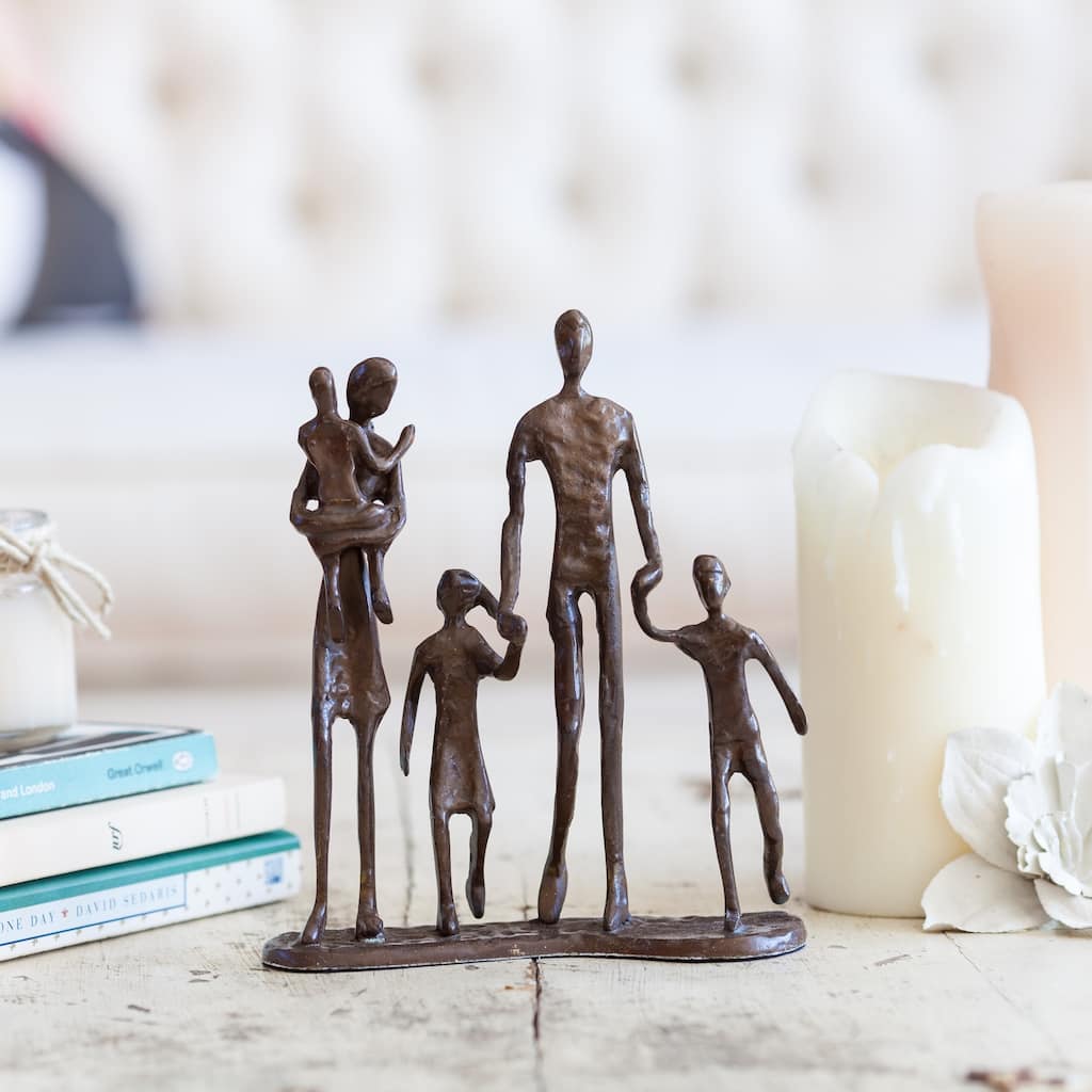 Family of 5 Standing Figurine - 7" - Bronze