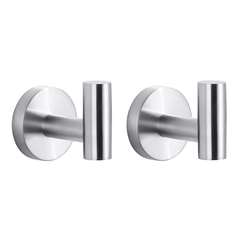 WOWOW Stainless Steel J-Hook Robe/Towel Hook 2 PCS - Brushed Nickel