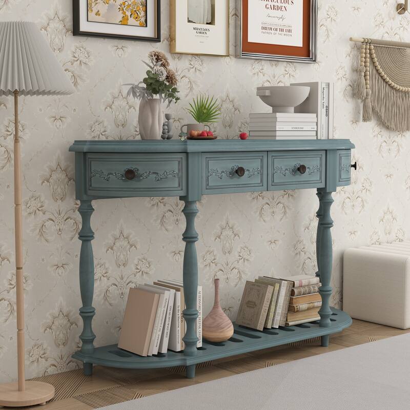Vintage Carved, Roman Legs Combined Entry Table