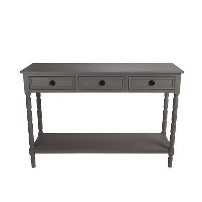 60 Inches 3 Drawer Console Table with Open Shelf, Matte Gray