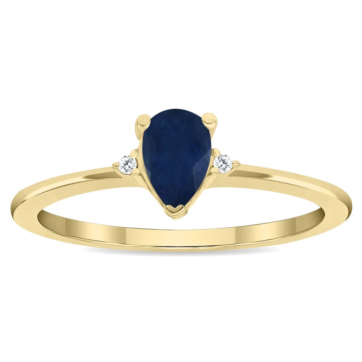 Marquee Women's Pear Shaped Sapphire and Diamond Classic Band in 10K Yellow Gold