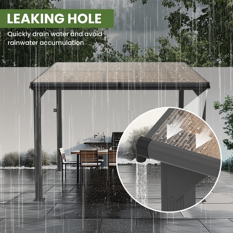 Hardtop Outdoor Gazebo Pergola Aluminum Framed with Sloping Pitched Roof for Garden, Patio, Backyard