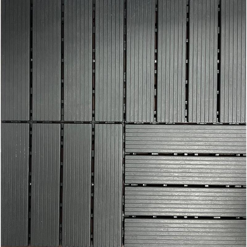 Plastic interlocking decking tiles, 44 packs of terrace decking tiles, 12 inches x 12 inches waterproof