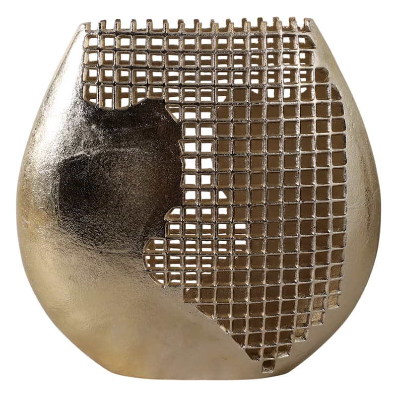 Metal Vase Modern Glam Decorative Accent Interior Decor - 14" Gold
