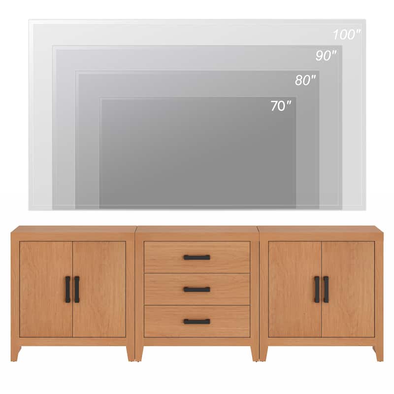 WAMPAT TV Stand for 85-Inch TVs, 3-Piece Farmhouse Media Console with Storage