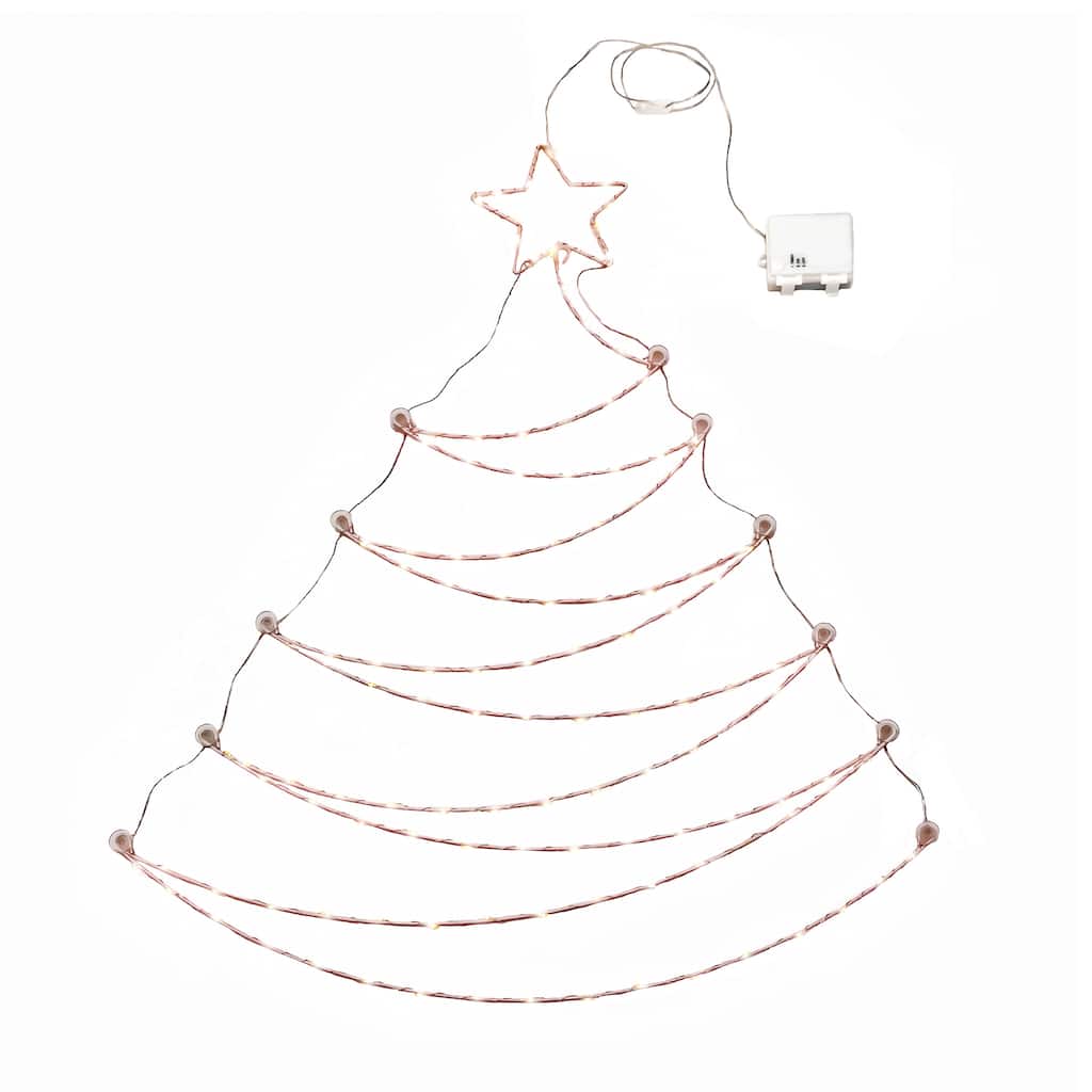National Tree Company 37 in. Pre-Lit Hanging Metal Wire Tree Decoration - Silver - 37 in