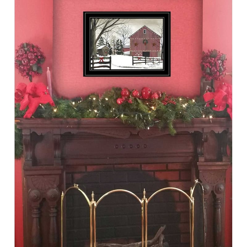 TrendyDecor4U Farmhouse "Christmas Barn" Framed Print Wall Art by Billy Jacobs - Multi-Color