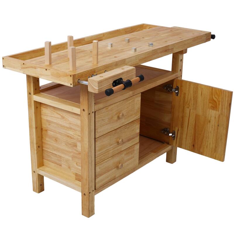 Wooden Workbench with Drawers for Garage Workshop and Home