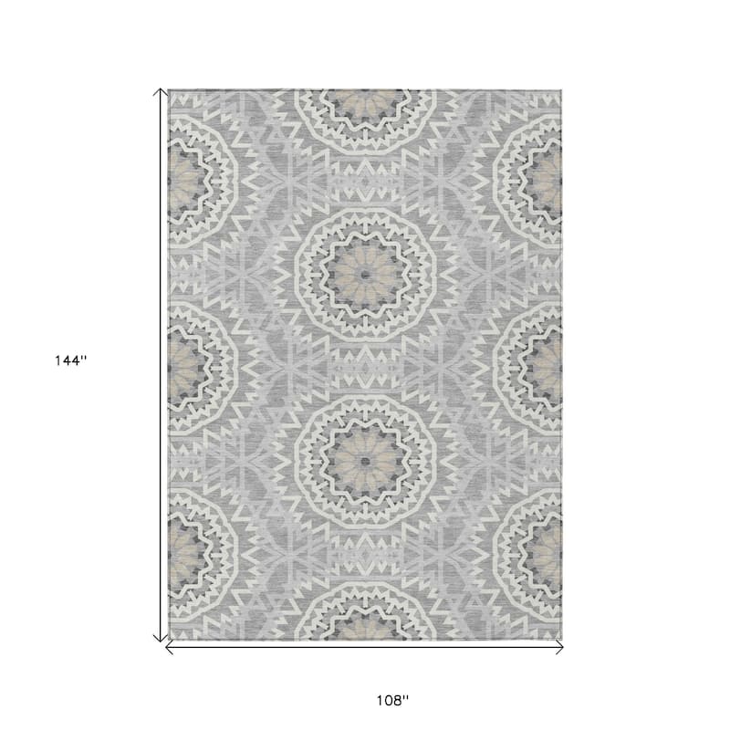 HomeRoots Floral Medallion Transitional Rectangle Outdoor Rug